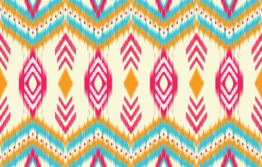 Etnik soyut ikat sanatı. Kumaş Fas, geometrik etnik model, renksiz doğulu. Arkaplan, kumaş, perde, halı, duvar kağıdı, giysi, ambalaj, Batik, vektör illüstrasyonu