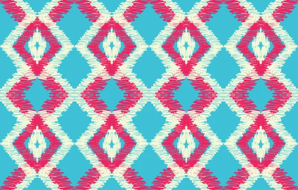 Ethnic Abstract Ikat Art Fabric Morocco Geometric Ethnic Pattern Seamless — Vector de stock