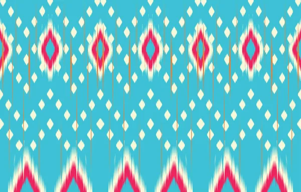 Ethnic Abstract Ikat Art Fabric Morocco Geometric Ethnic Pattern Seamless - Stok Vektor