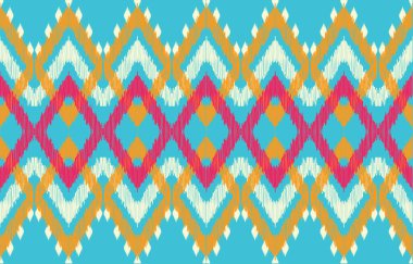 Ethnic abstract ikat art. Fabric Morocco, geometric ethnic pattern seamless  color oriental. Background, Design for fabric, curtain, carpet, wallpaper, clothing, wrapping, Batik, vector illustration