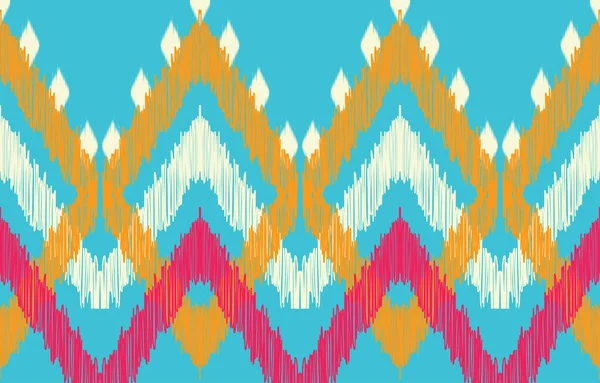 民族抽象的なイカットアート ファブリックモロッコ 幾何学的な民族パターンシームレスな色東洋 生地のためのデザイン カーテン カーペット バティック ベクトル図 — ストックベクタ