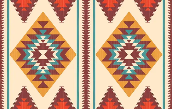 Aztek ve Navajo motiflerinin yer aldığı geometrik etnik Amerikan Yerli kabile desenleri kusursuz bir dekoratif doku oluşturur. Arkaplan, perde, halı, giysi, ambalaj için tasarım, Batik.