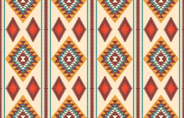 Aztek ve Navajo motiflerinin yer aldığı geometrik etnik Amerikan Yerli kabile desenleri kusursuz bir dekoratif doku oluşturur. Arkaplan, perde, halı, giysi, ambalaj için tasarım, Batik.