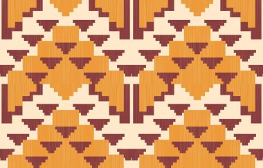 Aztek ve Navajo motiflerinin yer aldığı geometrik etnik Amerikan Yerli kabile desenleri kusursuz bir dekoratif doku oluşturur. Arkaplan, perde, halı, giysi, ambalaj için tasarım, Batik.