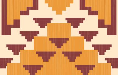 Aztek ve Navajo motiflerinin yer aldığı geometrik etnik Amerikan Yerli kabile desenleri kusursuz bir dekoratif doku oluşturur. Arkaplan, perde, halı, giysi, ambalaj için tasarım, Batik.
