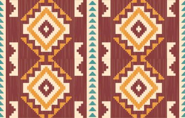 Geometrik etnik desen pürüzsüz, Yerli Amerikan etnik tasarımı, arka plan, perde, halı, duvar kağıdı, giysi, ambalaj, Batik, vektör çizimi için Güneybatı dekor tasarımı.