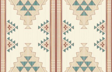 Geometrik etnik desen pürüzsüz, Yerli Amerikan etnik tasarımı, arka plan, perde, halı, duvar kağıdı, giysi, ambalaj, Batik, vektör çizimi için Güneybatı dekor tasarımı.