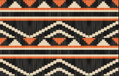 Aztek ve Navajo motiflerinin yer aldığı geometrik etnik Amerikan Yerli kabile desenleri kusursuz bir dekoratif doku oluşturur. Arkaplan, perde, halı, giysi, ambalaj için tasarım, Batik.