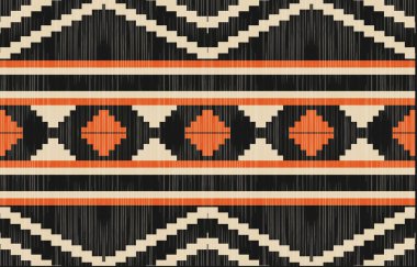 Aztek ve Navajo motiflerinin yer aldığı geometrik etnik Amerikan Yerli kabile desenleri kusursuz bir dekoratif doku oluşturur. Arkaplan, perde, halı, giysi, ambalaj için tasarım, Batik.