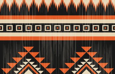 Aztek ve Navajo motiflerinin yer aldığı geometrik etnik Amerikan Yerli kabile desenleri kusursuz bir dekoratif doku oluşturur. Arkaplan, perde, halı, giysi, ambalaj için tasarım, Batik.