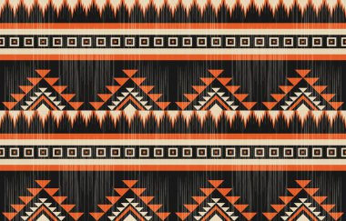 Aztek ve Navajo motiflerinin yer aldığı geometrik etnik Amerikan Yerli kabile desenleri kusursuz bir dekoratif doku oluşturur. Arkaplan, perde, halı, giysi, ambalaj için tasarım, Batik.