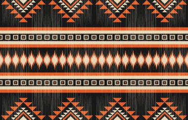 Aztek ve Navajo motiflerinin yer aldığı geometrik etnik Amerikan Yerli kabile desenleri kusursuz bir dekoratif doku oluşturur. Arkaplan, perde, halı, giysi, ambalaj için tasarım, Batik.