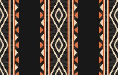 Aztek ve Navajo motiflerinin yer aldığı geometrik etnik Amerikan Yerli kabile desenleri kusursuz bir dekoratif doku oluşturur. Arkaplan, perde, halı, giysi, ambalaj için tasarım, Batik.
