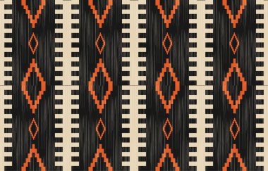 Aztek ve Navajo motiflerinin yer aldığı geometrik etnik Amerikan Yerli kabile desenleri kusursuz bir dekoratif doku oluşturur. Arkaplan, perde, halı, giysi, ambalaj için tasarım, Batik.