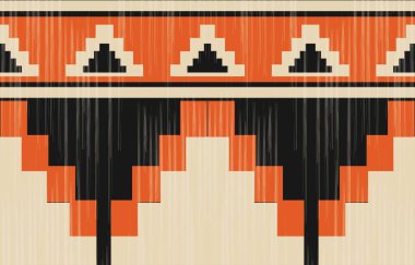 Aztek ve Navajo motiflerinin yer aldığı geometrik etnik Amerikan Yerli kabile desenleri kusursuz bir dekoratif doku oluşturur. Arkaplan, perde, halı, giysi, ambalaj için tasarım, Batik.