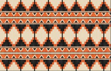 Aztek ve Navajo motiflerinin yer aldığı geometrik etnik Amerikan Yerli kabile desenleri kusursuz bir dekoratif doku oluşturur. Arkaplan, perde, halı, giysi, ambalaj için tasarım, Batik.