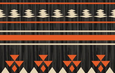 Aztek ve Navajo motiflerinin yer aldığı geometrik etnik Amerikan Yerli kabile desenleri kusursuz bir dekoratif doku oluşturur. Arkaplan, perde, halı, giysi, ambalaj için tasarım, Batik.