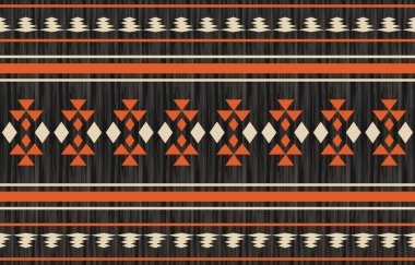 Aztek ve Navajo motiflerinin yer aldığı geometrik etnik Amerikan Yerli kabile desenleri kusursuz bir dekoratif doku oluşturur. Arkaplan, perde, halı, giysi, ambalaj için tasarım, Batik.