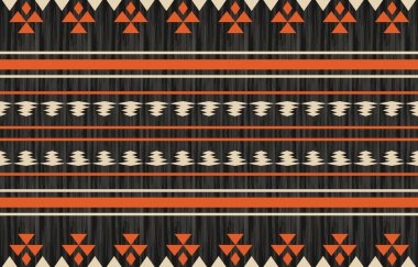 Aztek ve Navajo motiflerinin yer aldığı geometrik etnik Amerikan Yerli kabile desenleri kusursuz bir dekoratif doku oluşturur. Arkaplan, perde, halı, giysi, ambalaj için tasarım, Batik.