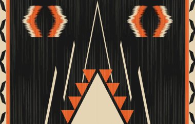 Aztek ve Navajo motiflerinin yer aldığı geometrik etnik Amerikan Yerli kabile desenleri kusursuz bir dekoratif doku oluşturur. Arkaplan, perde, halı, giysi, ambalaj için tasarım, Batik.