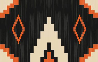Aztek ve Navajo motiflerinin yer aldığı geometrik etnik Amerikan Yerli kabile desenleri kusursuz bir dekoratif doku oluşturur. Arkaplan, perde, halı, giysi, ambalaj için tasarım, Batik.