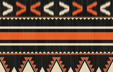 Aztek ve Navajo motiflerinin yer aldığı geometrik etnik Amerikan Yerli kabile desenleri kusursuz bir dekoratif doku oluşturur. Arkaplan, perde, halı, giysi, ambalaj için tasarım, Batik.