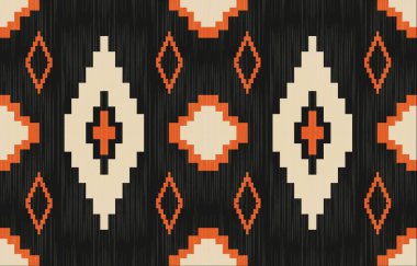 Aztek ve Navajo motiflerinin yer aldığı geometrik etnik Amerikan Yerli kabile desenleri kusursuz bir dekoratif doku oluşturur. Arkaplan, perde, halı, giysi, ambalaj için tasarım, Batik.