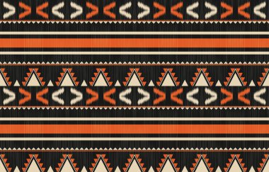 Aztek ve Navajo motiflerinin yer aldığı geometrik etnik Amerikan Yerli kabile desenleri kusursuz bir dekoratif doku oluşturur. Arkaplan, perde, halı, giysi, ambalaj için tasarım, Batik.