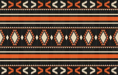 Aztek ve Navajo motiflerinin yer aldığı geometrik etnik Amerikan Yerli kabile desenleri kusursuz bir dekoratif doku oluşturur. Arkaplan, perde, halı, giysi, ambalaj için tasarım, Batik.