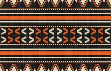 Aztek ve Navajo motiflerinin yer aldığı geometrik etnik Amerikan Yerli kabile desenleri kusursuz bir dekoratif doku oluşturur. Arkaplan, perde, halı, giysi, ambalaj için tasarım, Batik.