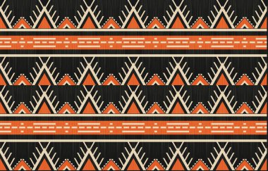 Aztek ve Navajo motiflerinin yer aldığı geometrik etnik Amerikan Yerli kabile desenleri kusursuz bir dekoratif doku oluşturur. Arkaplan, perde, halı, giysi, ambalaj için tasarım, Batik.