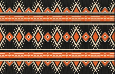 Aztek ve Navajo motiflerinin yer aldığı geometrik etnik Amerikan Yerli kabile desenleri kusursuz bir dekoratif doku oluşturur. Arkaplan, perde, halı, giysi, ambalaj için tasarım, Batik.