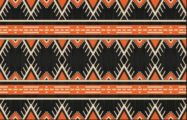Aztek ve Navajo motiflerinin yer aldığı geometrik etnik Amerikan Yerli kabile desenleri kusursuz bir dekoratif doku oluşturur. Arkaplan, perde, halı, giysi, ambalaj için tasarım, Batik.