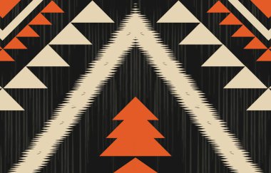 Aztek ve Navajo motiflerinin yer aldığı geometrik etnik Amerikan Yerli kabile desenleri kusursuz bir dekoratif doku oluşturur. Arkaplan, perde, halı, giysi, ambalaj için tasarım, Batik.
