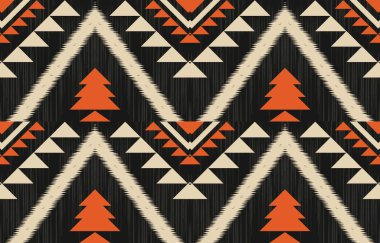 Aztek ve Navajo motiflerinin yer aldığı geometrik etnik Amerikan Yerli kabile desenleri kusursuz bir dekoratif doku oluşturur. Arkaplan, perde, halı, giysi, ambalaj için tasarım, Batik.