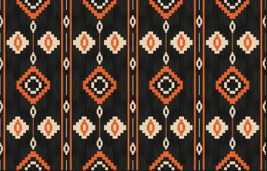 Aztek ve Navajo motiflerinin yer aldığı geometrik etnik Amerikan Yerli kabile desenleri kusursuz bir dekoratif doku oluşturur. Arkaplan, perde, halı, giysi, ambalaj için tasarım, Batik.