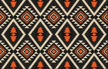 Aztek ve Navajo motiflerinin yer aldığı geometrik etnik Amerikan Yerli kabile desenleri kusursuz bir dekoratif doku oluşturur. Arkaplan, perde, halı, giysi, ambalaj için tasarım, Batik.