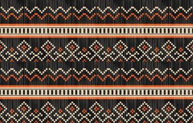 Aztek ve Navajo motiflerinin yer aldığı geometrik etnik Amerikan Yerli kabile desenleri kusursuz bir dekoratif doku oluşturur. Arkaplan, perde, halı, giysi, ambalaj için tasarım, Batik.