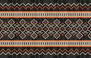Aztek ve Navajo motiflerinin yer aldığı geometrik etnik Amerikan Yerli kabile desenleri kusursuz bir dekoratif doku oluşturur. Arkaplan, perde, halı, giysi, ambalaj için tasarım, Batik.