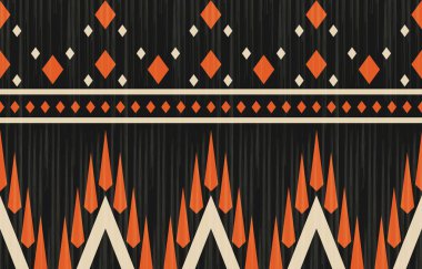 Aztek ve Navajo motiflerinin yer aldığı geometrik etnik Amerikan Yerli kabile desenleri kusursuz bir dekoratif doku oluşturur. Arkaplan, perde, halı, giysi, ambalaj için tasarım, Batik.