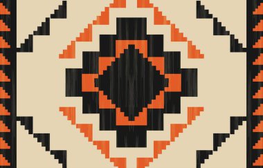 Aztek ve Navajo motiflerinin yer aldığı geometrik etnik Amerikan Yerli kabile desenleri kusursuz bir dekoratif doku oluşturur. Arkaplan, perde, halı, giysi, ambalaj için tasarım, Batik.
