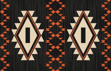 Aztek ve Navajo motiflerinin yer aldığı geometrik etnik Amerikan Yerli kabile desenleri kusursuz bir dekoratif doku oluşturur. Arkaplan, perde, halı, giysi, ambalaj için tasarım, Batik.