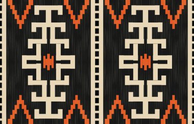 Aztek ve Navajo motiflerinin yer aldığı geometrik etnik Amerikan Yerli kabile desenleri kusursuz bir dekoratif doku oluşturur. Arkaplan, perde, halı, giysi, ambalaj için tasarım, Batik.