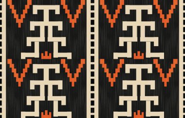 Aztek ve Navajo motiflerinin yer aldığı geometrik etnik Amerikan Yerli kabile desenleri kusursuz bir dekoratif doku oluşturur. Arkaplan, perde, halı, giysi, ambalaj için tasarım, Batik.