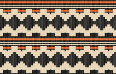Aztek ve Navajo motiflerinin yer aldığı geometrik etnik Amerikan Yerli kabile desenleri kusursuz bir dekoratif doku oluşturur. Arkaplan, perde, halı, giysi, ambalaj için tasarım, Batik.