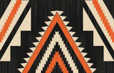 Aztek ve Navajo motiflerinin yer aldığı geometrik etnik Amerikan Yerli kabile desenleri kusursuz bir dekoratif doku oluşturur. Arkaplan, perde, halı, giysi, ambalaj için tasarım, Batik.