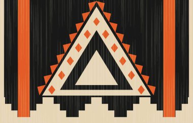 Aztek ve Navajo motiflerinin yer aldığı geometrik etnik Amerikan Yerli kabile desenleri kusursuz bir dekoratif doku oluşturur. Arkaplan, perde, halı, giysi, ambalaj için tasarım, Batik.