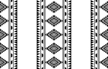 Aztek ve Navajo motiflerinin yer aldığı geometrik etnik Amerikan Yerli kabile desenleri kusursuz bir dekoratif doku oluşturur. Arkaplan, perde, halı, giysi, ambalaj için tasarım, Batik.