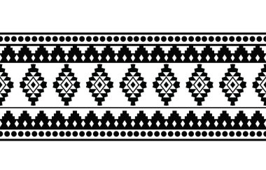 Aztek ve Navajo motiflerinin yer aldığı geometrik etnik Amerikan Yerli kabile desenleri kusursuz bir dekoratif doku oluşturur. Arkaplan, perde, halı, giysi, ambalaj için tasarım, Batik.