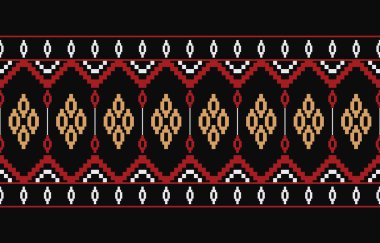 Aztek ve Navajo motiflerinin yer aldığı geometrik etnik Amerikan Yerli kabile desenleri kusursuz bir dekoratif doku oluşturur. Arkaplan, perde, halı, giysi, ambalaj için tasarım, Batik.